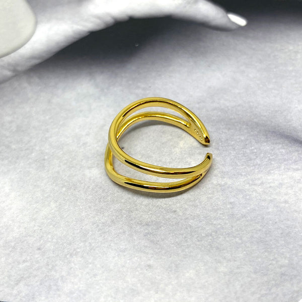 Adjustable Double Line Ring in Sterling Silver Gold Vermeil – MyKay Jewelry